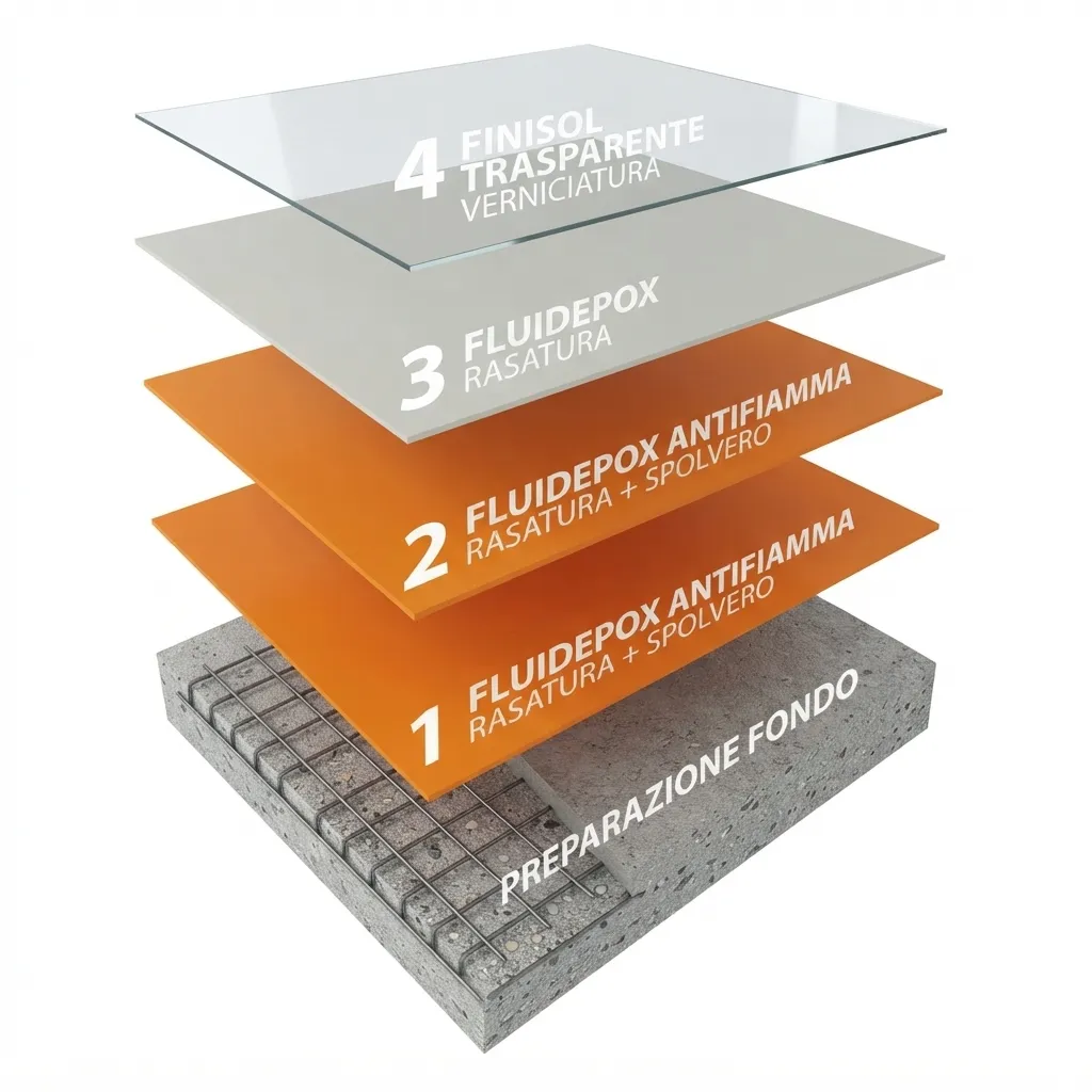 Fire retardant multi-layer: build-up of the system