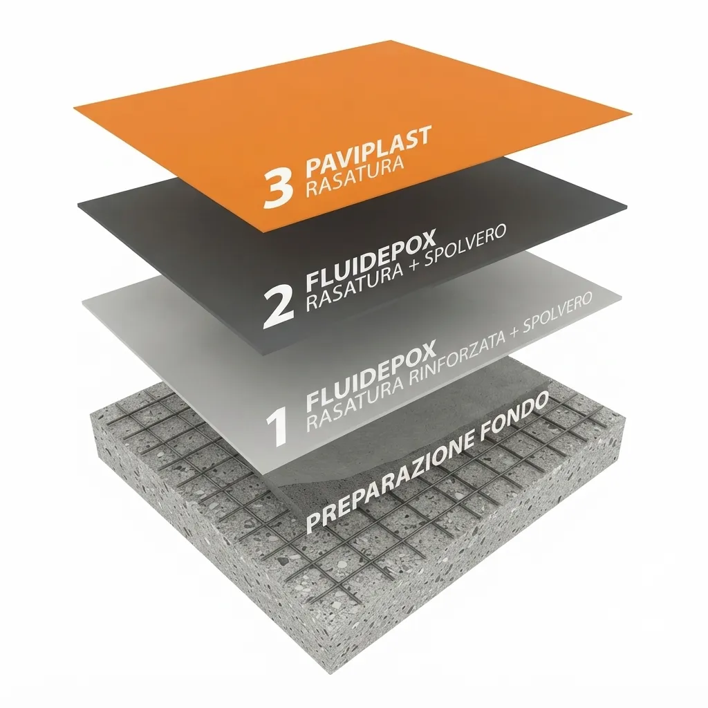 Epoxy multi-layer on tiles: build-up of the system